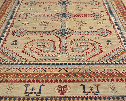 9x12 Zeigler Brown Afghan Hand Knotted Wool Area Rug